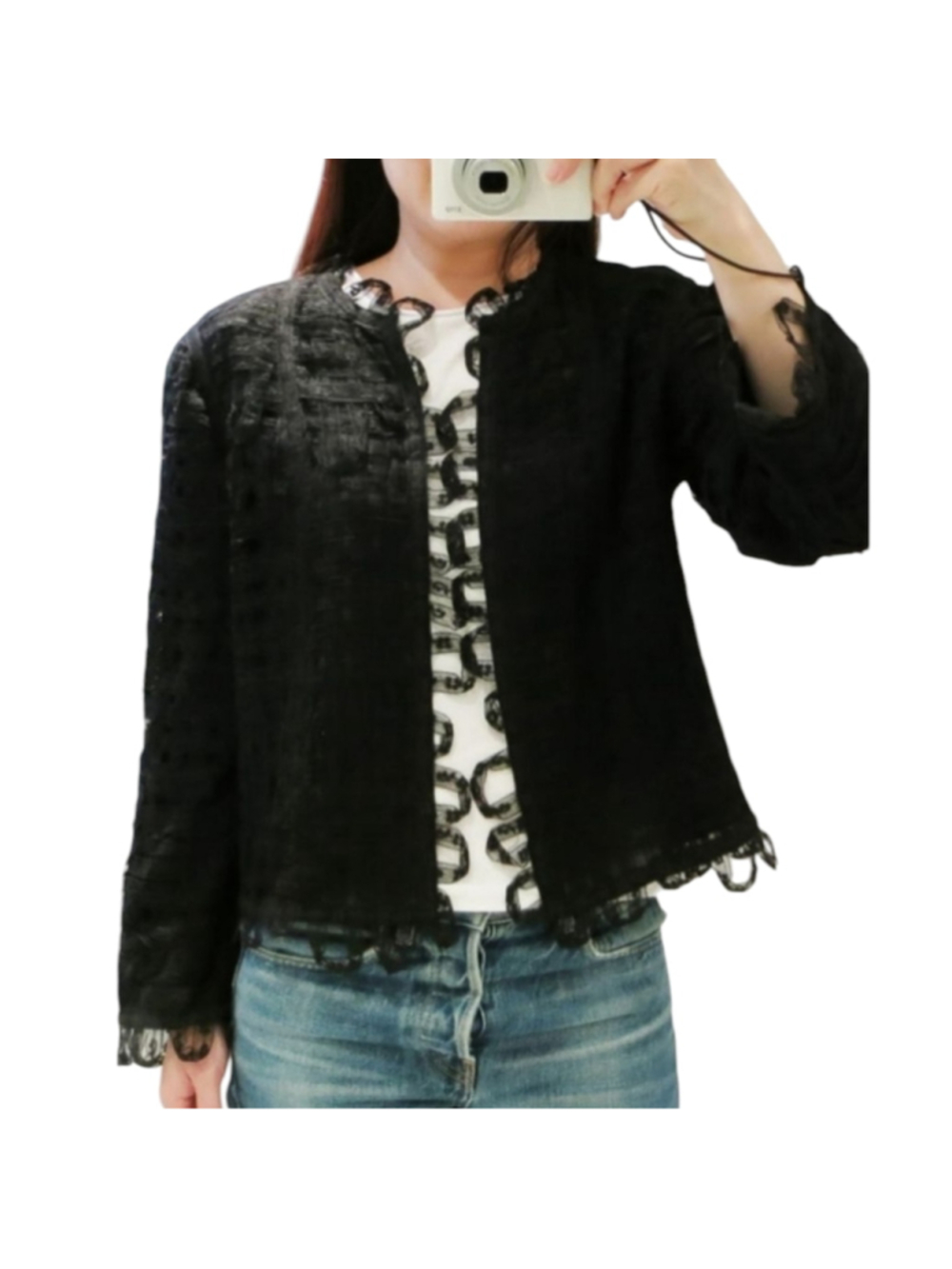 HP. Chanel Black Lace Detail Jacket